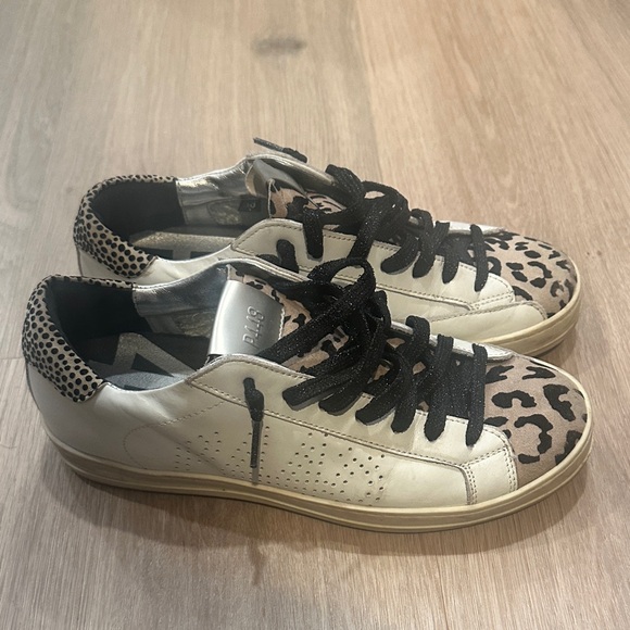 P448 Leopard Print Sneakers with Black and Silver Accents - Picture 5 of 5